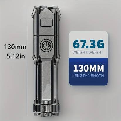 1pc Powerful Zoomable Flashlight, Outdoor Multi-functional Portable Home Small Flashlight, Telescopic Zoom Light ABS Material