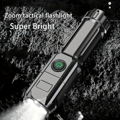 1pc Powerful Zoomable Flashlight, Outdoor Multi-functional Portable Home Small Flashlight, Telescopic Zoom Light