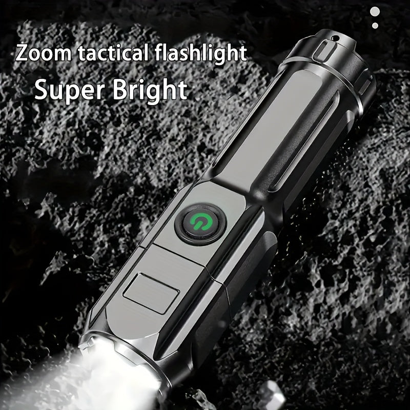 1pc Powerful Zoomable Flashlight, Outdoor Multi-functional Portable Home Small Flashlight, Telescopic Zoom Light