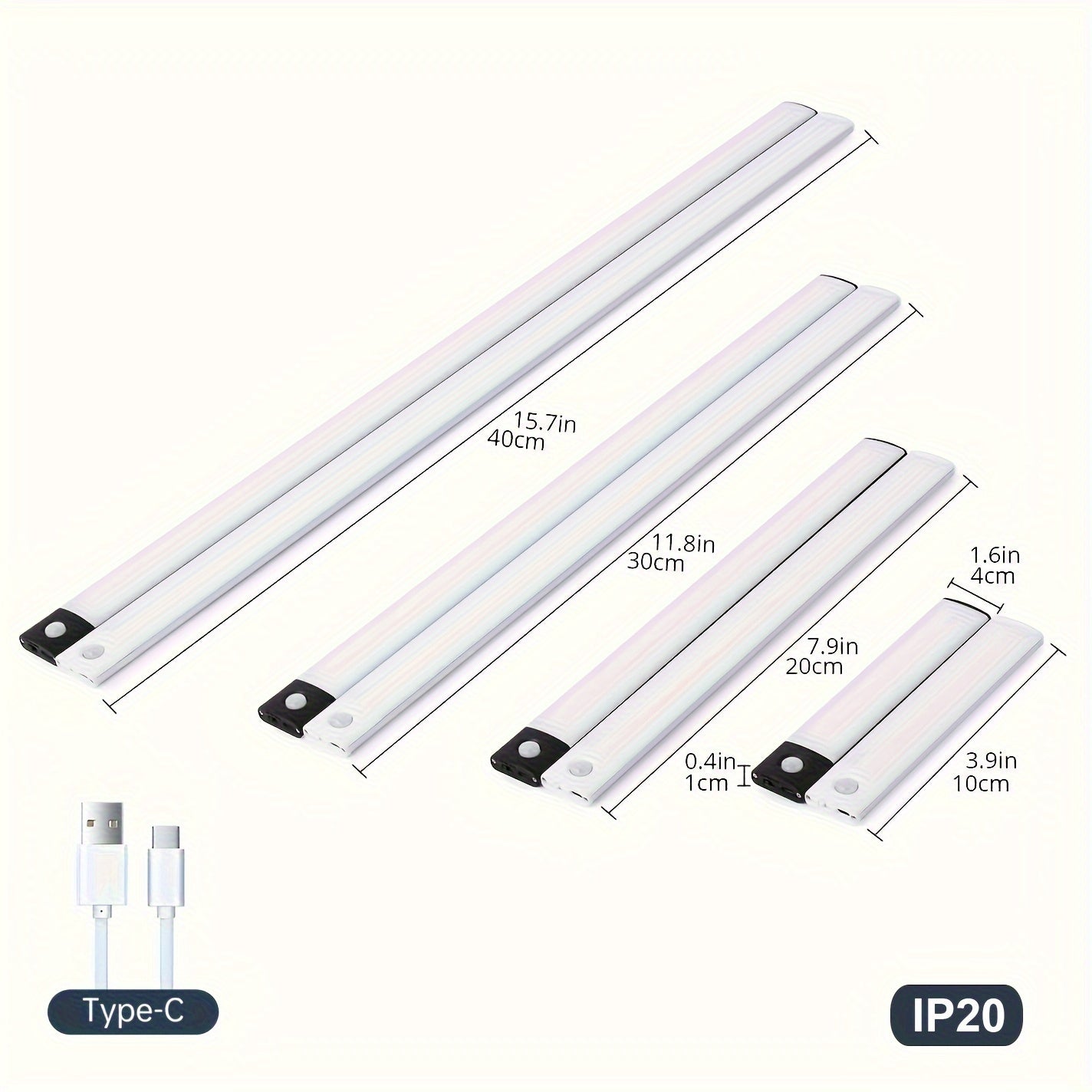 1pc KATHYLIGHT LED Motion Sensor Cabinet Light, Brushed Metal Strip Sconce with Voice Control, Wireless Magnetic USB Rechargeable, Auto-shut-off, Detachable Fixture, Plastic Shade, for Wardrobe, Closet, Kitchen, Stairs, Corri