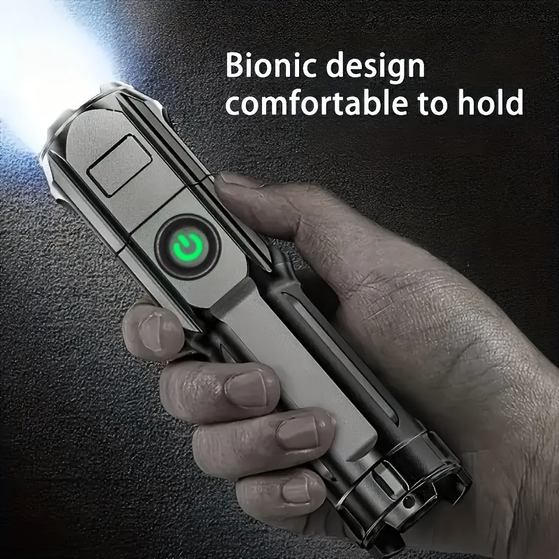 1pc Powerful Zoomable Flashlight, Outdoor Multi-functional Portable Home Small Flashlight, Telescopic Zoom Light