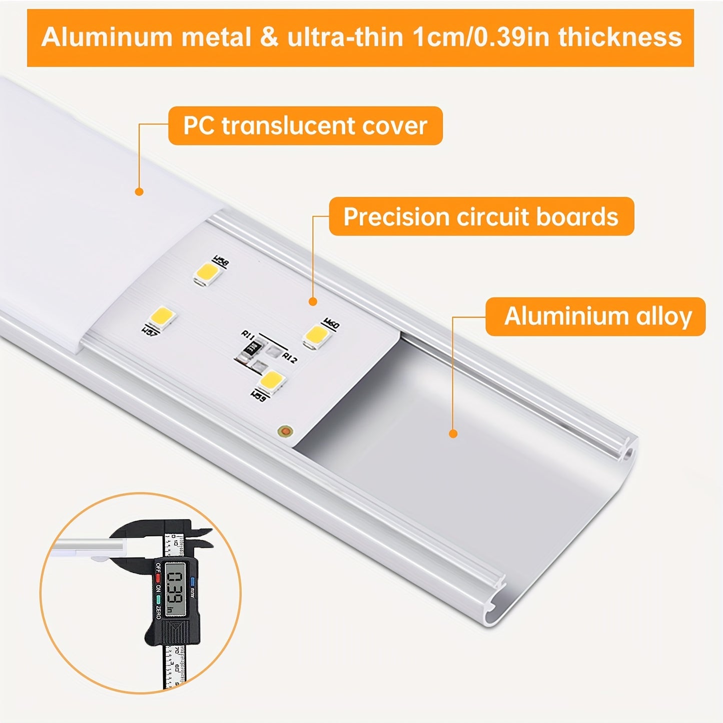 1pc KATHYLIGHT LED Motion Sensor Cabinet Light, Brushed Metal Strip Sconce with Voice Control, Wireless Magnetic USB Rechargeable, Auto-shut-off, Detachable Fixture, Plastic Shade, for Wardrobe, Closet, Kitchen, Stairs, Corri
