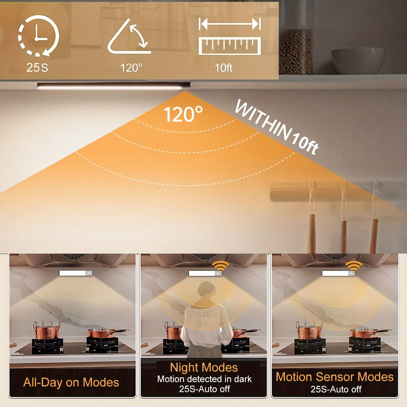 1pc KATHYLIGHT LED Motion Sensor Cabinet Light, Brushed Metal Strip Sconce with Voice Control, Wireless Magnetic USB Rechargeable, Auto-shut-off, Detachable Fixture, Plastic Shade, for Wardrobe, Closet, Kitchen, Stairs, Corri