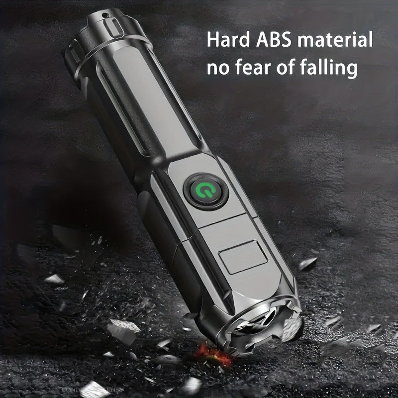 1pc Powerful Zoomable Flashlight, Outdoor Multi-functional Portable Home Small Flashlight, Telescopic Zoom Light