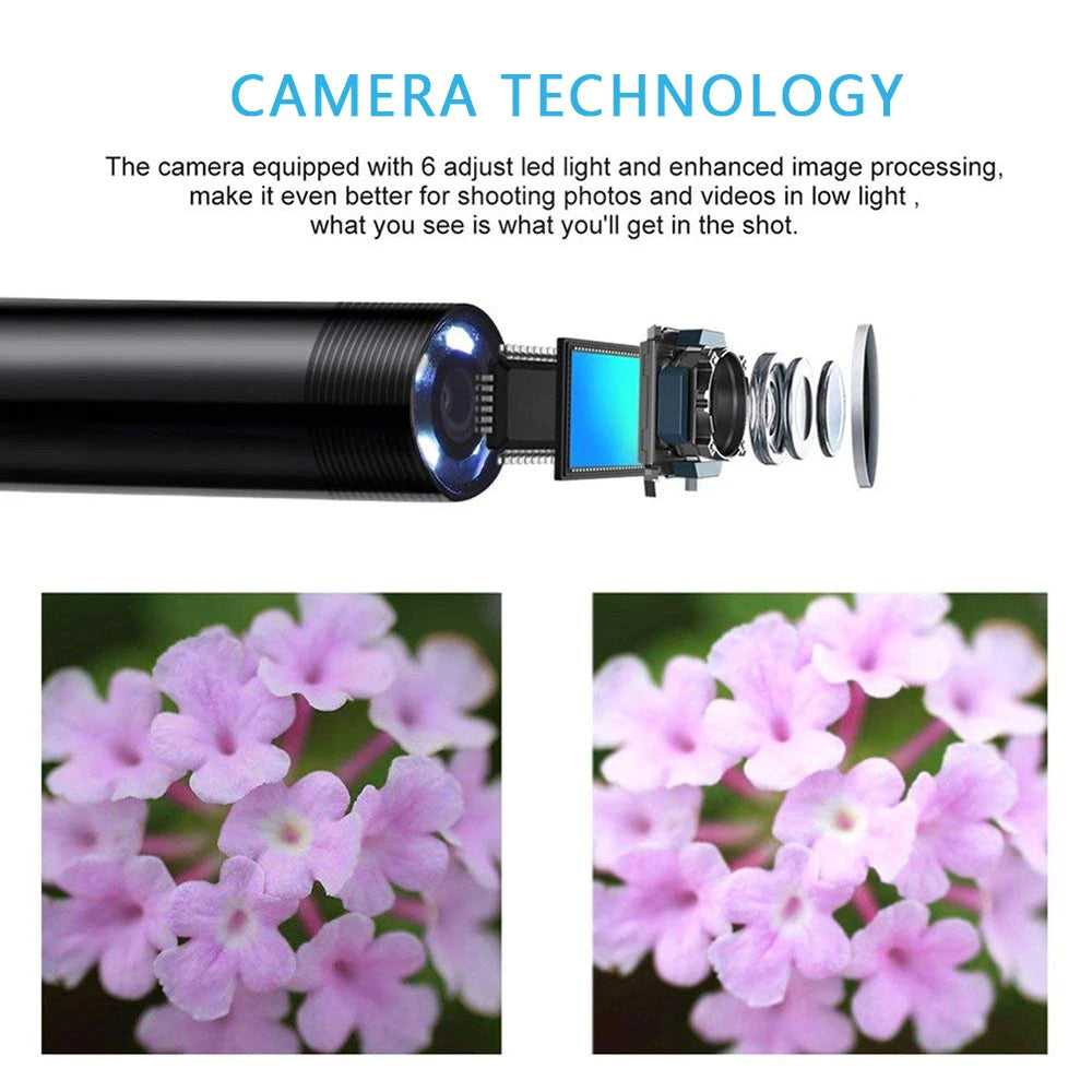 3 In 1 Automotive Boroscope Camera 1080p HD 8mm Soft Hard Wire Inspection Endoscope Camera Pipeline Car Engine Probe For Android