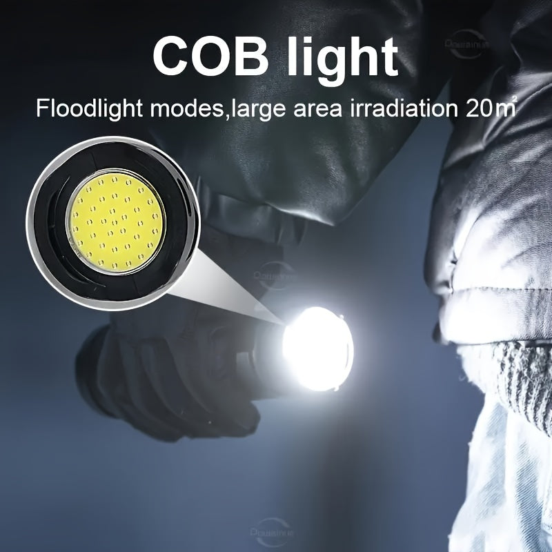 1pc Ultimate Rechargeable LED Flashlight - 5 Lighting Modes, Waterproof, Long-Lasting Power - Durable Brightness for Emergencies, Camping, Hunting, Outdoor Adventures - Portable & Rugged Grip