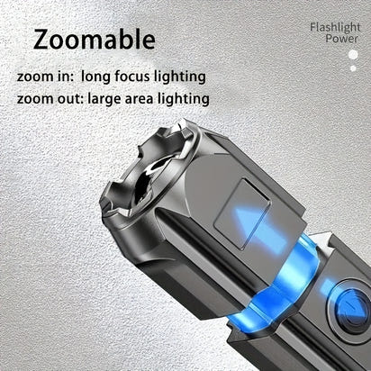 1pc Powerful Zoomable Flashlight, Outdoor Multi-functional Portable Home Small Flashlight, Telescopic Zoom Light ABS Material