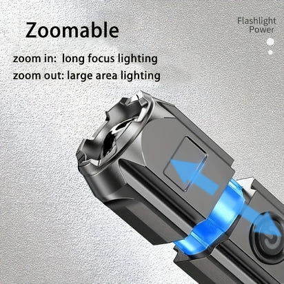 1pc Powerful Zoomable Flashlight, Outdoor Multi-functional Portable Home Small Flashlight, Telescopic Zoom Light