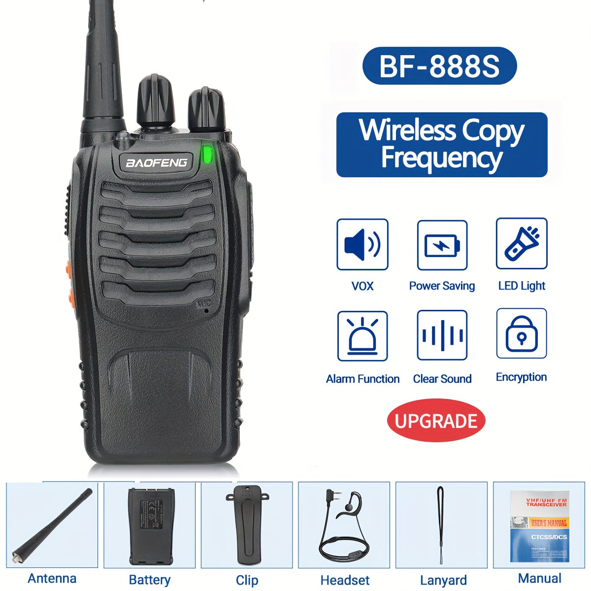 1/2/4/6/8pcs Walkie Talkie, Portable Walkie Talkies, 16 Channels Walky Talky, Rechargeable Handheld Two Way Radios, Long Range for Adults with Earpieces, Outdoor Equipment Supports Camping Hiking Hunting