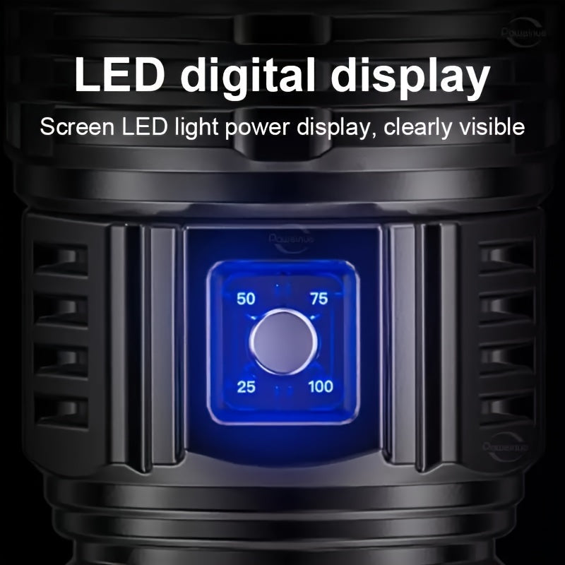 1pc Ultimate Rechargeable LED Flashlight - 5 Lighting Modes, Waterproof, Long-Lasting Power - Durable Brightness for Emergencies, Camping, Hunting, Outdoor Adventures - Portable & Rugged Grip
