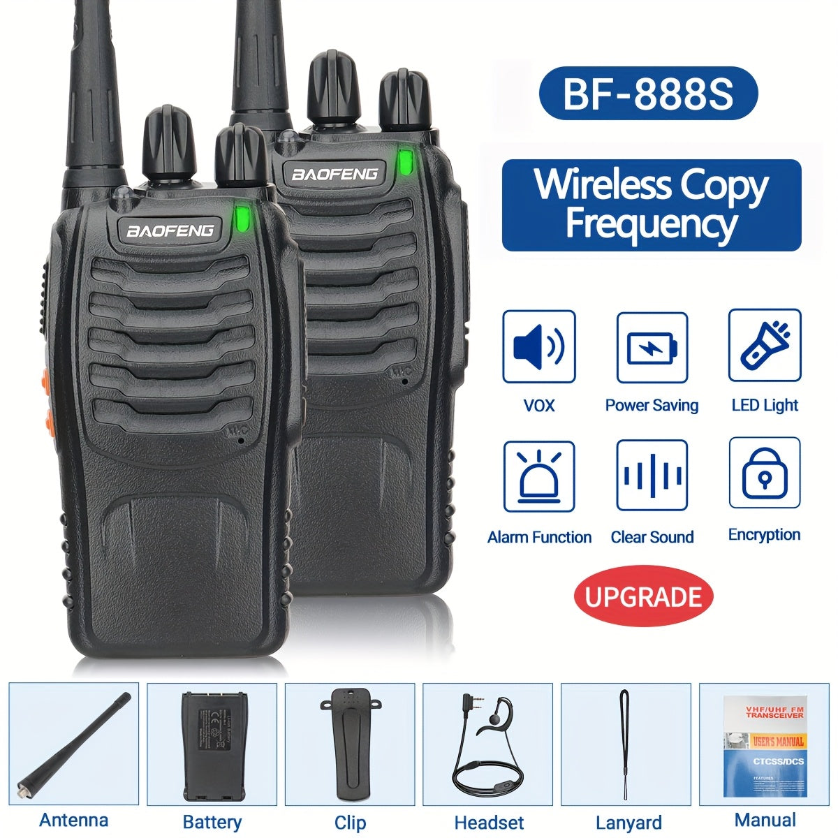 1/2/4/6/8pcs Walkie Talkie, Portable Walkie Talkies, 16 Channels Walky Talky, Rechargeable Handheld Two Way Radios, Long Range for Adults with Earpieces, Outdoor Equipment Supports Camping Hiking Hunting