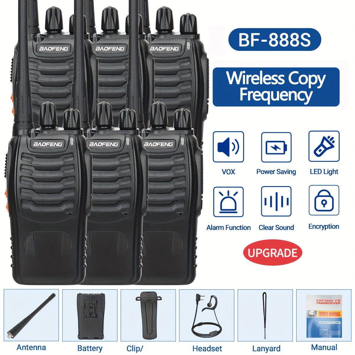 1/2/4/6/8pcs Walkie Talkie, Portable Walkie Talkies, 16 Channels Walky Talky, Rechargeable Handheld Two Way Radios, Long Range for Adults with Earpieces, Outdoor Equipment Supports Camping Hiking Hunting