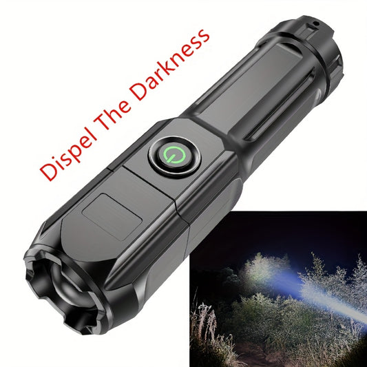 1pc Powerful Zoomable Flashlight, Outdoor Multi-functional Portable Home Small Flashlight, Telescopic Zoom Light