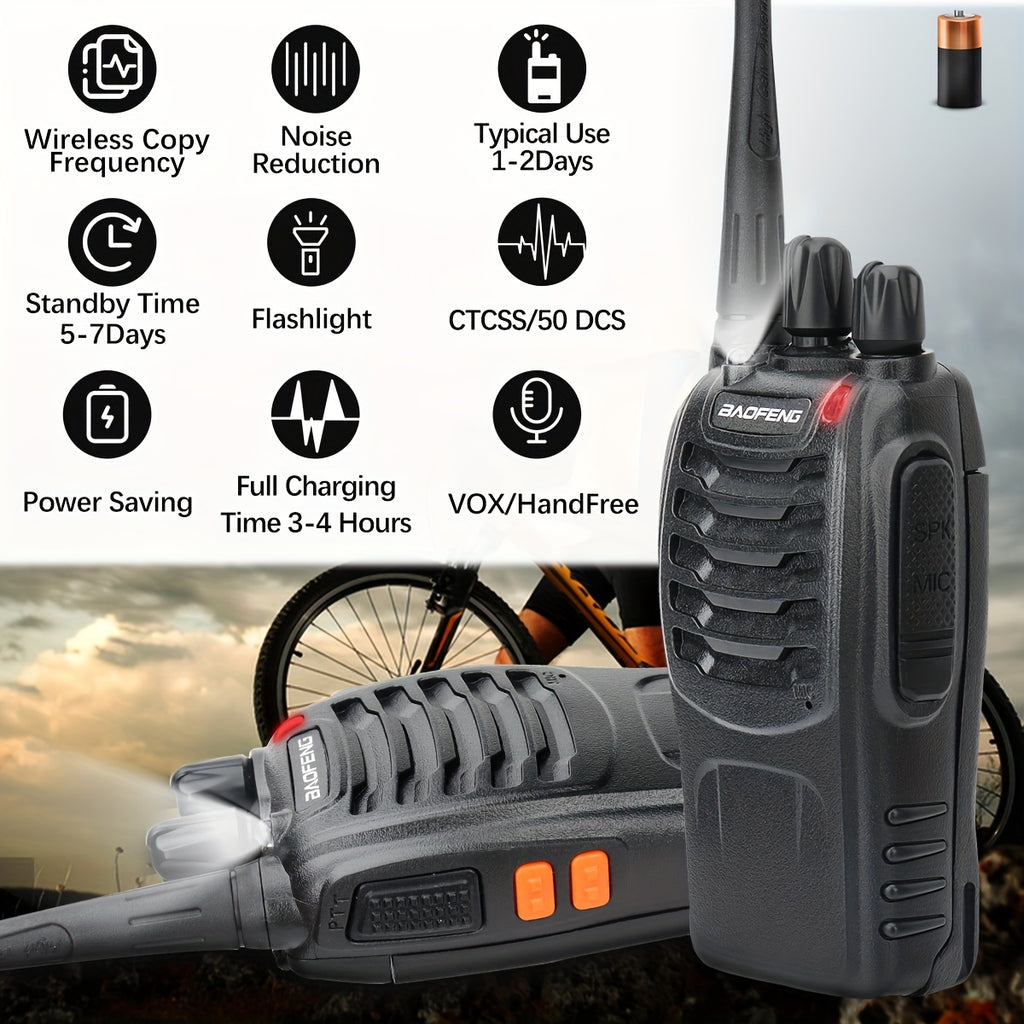 1/2/4/6/8pcs Walkie Talkie, Portable Walkie Talkies, 16 Channels Walky Talky, Rechargeable Handheld Two Way Radios, Long Range for Adults with Earpieces, Outdoor Equipment Supports Camping Hiking Hunting