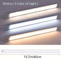 1pc KATHYLIGHT LED Motion Sensor Cabinet Light, Brushed Metal Strip Sconce with Voice Control, Wireless Magnetic USB Rechargeable, Auto-shut-off, Detachable Fixture, Plastic Shade, for Wardrobe, Closet, Kitchen, Stairs, Corri