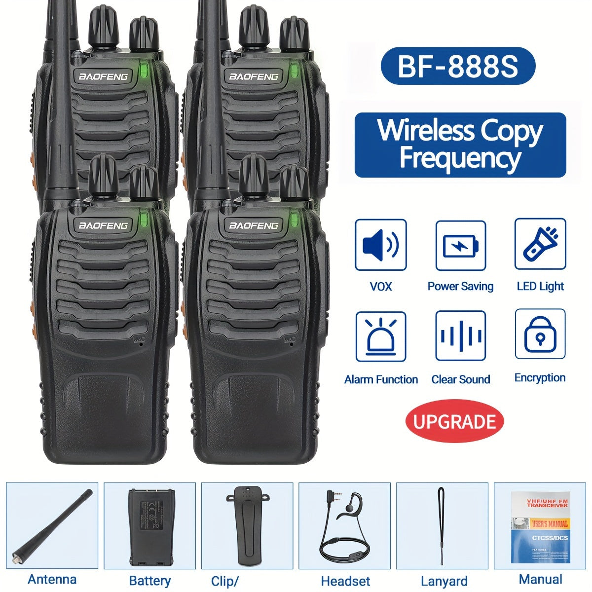 1/2/4/6/8pcs Walkie Talkie, Portable Walkie Talkies, 16 Channels Walky Talky, Rechargeable Handheld Two Way Radios, Long Range for Adults with Earpieces, Outdoor Equipment Supports Camping Hiking Hunting