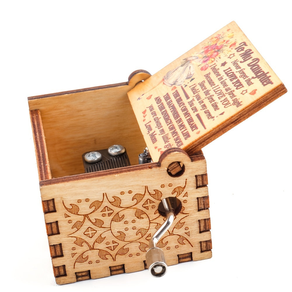 1PC Engraved Wooden Musical Box - Personalized Mom to Daughter Gift - Colorful, Laser-Crafted Art with You Are My Sunshine Tune - Perfect for Birthday, Mothers Day, Thanksgiving