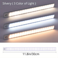 1pc KATHYLIGHT LED Motion Sensor Cabinet Light, Brushed Metal Strip Sconce with Voice Control, Wireless Magnetic USB Rechargeable, Auto-shut-off, Detachable Fixture, Plastic Shade, for Wardrobe, Closet, Kitchen, Stairs, Corri