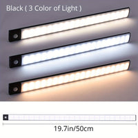 1pc KATHYLIGHT LED Motion Sensor Cabinet Light, Brushed Metal Strip Sconce with Voice Control, Wireless Magnetic USB Rechargeable, Auto-shut-off, Detachable Fixture, Plastic Shade, for Wardrobe, Closet, Kitchen, Stairs, Corri