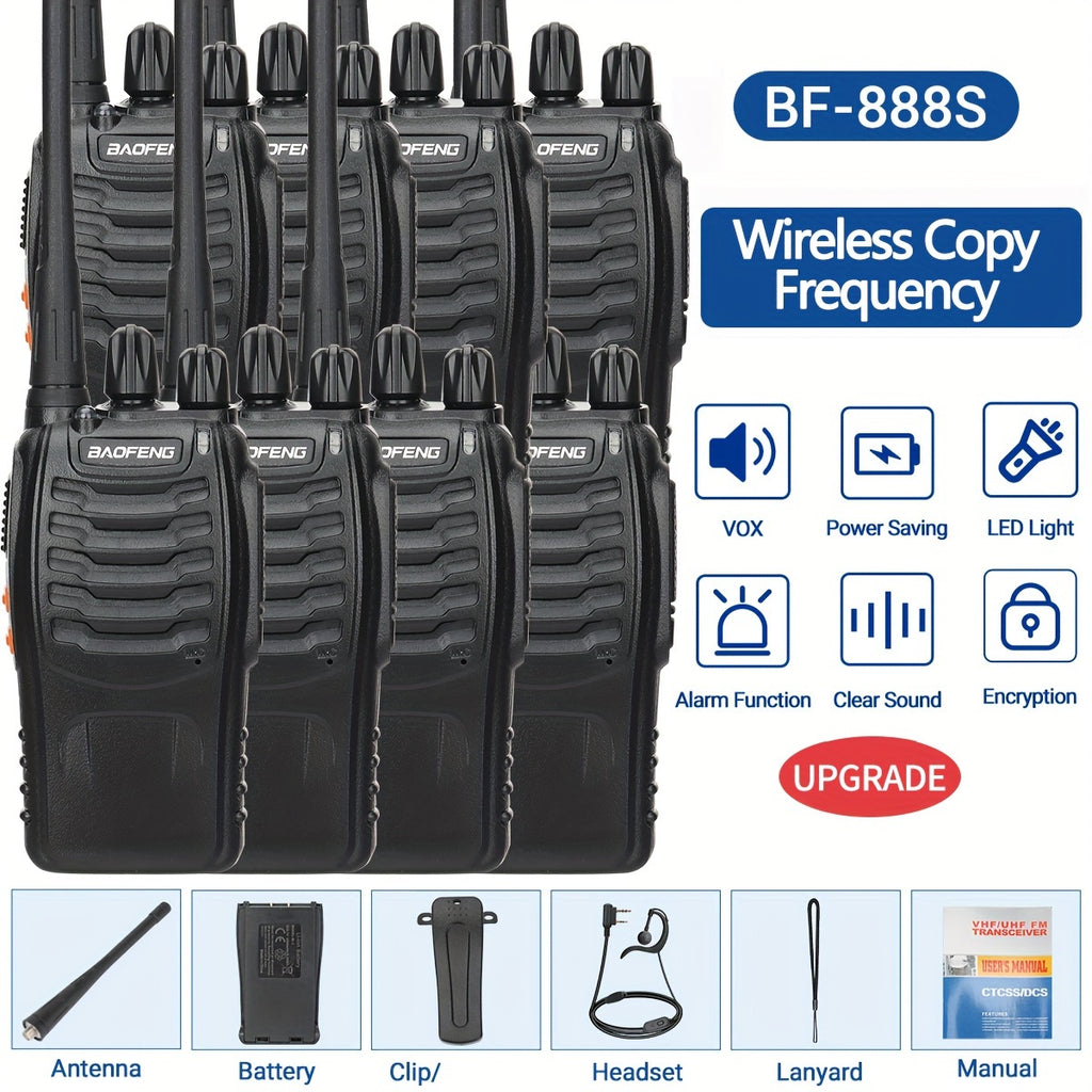 1/2/4/6/8pcs Walkie Talkie, Portable Walkie Talkies, 16 Channels Walky Talky, Rechargeable Handheld Two Way Radios, Long Range for Adults with Earpieces, Outdoor Equipment Supports Camping Hiking Hunting