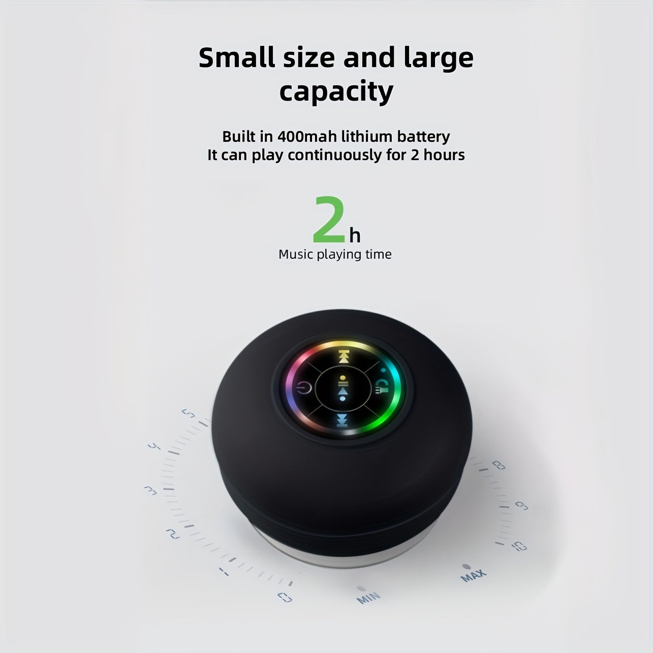 [Portable Wireless Speaker] Popular Choice] Portable Wireless Speaker with Suction Cup - USB Rechargeable, 2-Hour Playtime, Parties, Bathroom, Travel & Outdoor,RGB Lighting Bathroom Suction Cup Wireless Speaker, HD Sound Qual