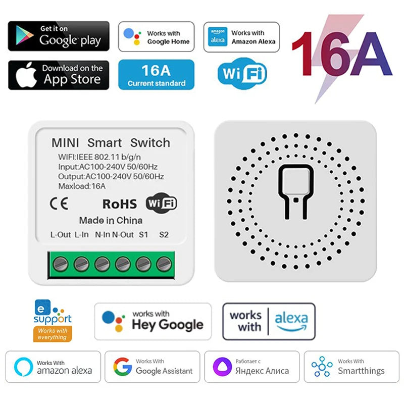 16A Wifi Switch Smart 2-Way DIY Switches Circuit Breaker Timer Support Alexa Маруся Google Home Alice SmartThings Smart Home