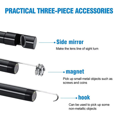 3 In 1 Automotive Boroscope Camera 1080p HD 8mm Soft Hard Wire Inspection Endoscope Camera Pipeline Car Engine Probe For Android