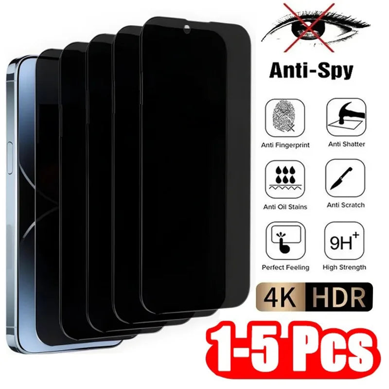 1-5PCS iPhone Privacy Screen Protector Anti Spy Tempered Glass For 12 13 14 15 Pro Max 16 17 Anti Peep
