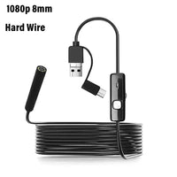 3 In 1 Automotive Boroscope Camera 1080p HD 8mm Soft Hard Wire Inspection Endoscope Camera Pipeline Car Engine Probe For Android
