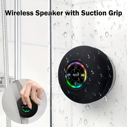[Portable Wireless Speaker] Popular Choice] Portable Wireless Speaker with Suction Cup - USB Rechargeable, 2-Hour Playtime, Parties, Bathroom, Travel & Outdoor,RGB Lighting Bathroom Suction Cup Wireless Speaker, HD Sound Qual