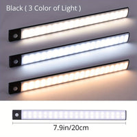 1pc KATHYLIGHT LED Motion Sensor Cabinet Light, Brushed Metal Strip Sconce with Voice Control, Wireless Magnetic USB Rechargeable, Auto-shut-off, Detachable Fixture, Plastic Shade, for Wardrobe, Closet, Kitchen, Stairs, Corri