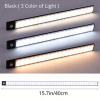 1pc KATHYLIGHT LED Motion Sensor Cabinet Light, Brushed Metal Strip Sconce with Voice Control, Wireless Magnetic USB Rechargeable, Auto-shut-off, Detachable Fixture, Plastic Shade, for Wardrobe, Closet, Kitchen, Stairs, Corri