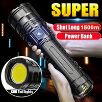 1pc Ultimate Rechargeable LED Flashlight - 5 Lighting Modes, Waterproof, Long-Lasting Power - Durable Brightness for Emergencies, Camping, Hunting, Outdoor Adventures - Portable & Rugged Grip