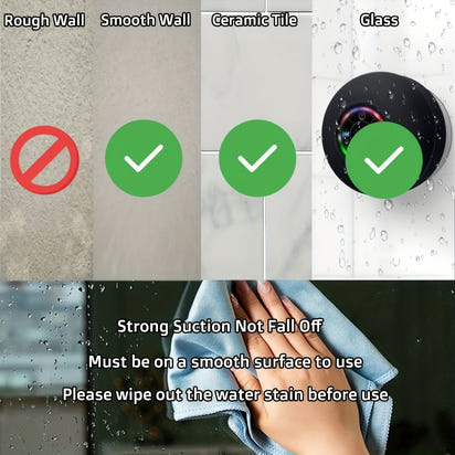 [Portable Wireless Speaker] Popular Choice] Portable Wireless Speaker with Suction Cup - USB Rechargeable, 2-Hour Playtime, Parties, Bathroom, Travel & Outdoor,RGB Lighting Bathroom Suction Cup Wireless Speaker, HD Sound Qual